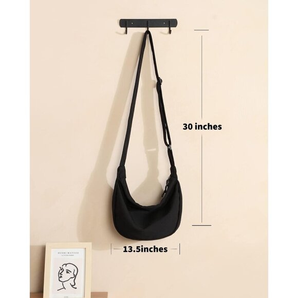 Small Sling Crossbody Bag for Women & Men, Trendy Mini Crescent with 2 Zippers - Picture 9 of 9